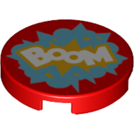 Visuel indicatif Rebrickable de Tuile ronde 2 x 2 avec motif imprimé 'BOOM' (Tile Round 2 x 2 with 'BOOM' Print)