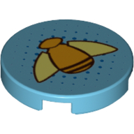 Visuel indicatif Rebrickable de Tuile ronde 2 x 2 avec bourdon avec corps orange brillant et ailes jaunes sur fond pointillé imprimé (Tile Round 2 x 2 with Bumblebee with Shiny Orange Body and Yellow Wings on Dotted Background Print)