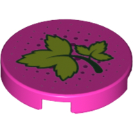 Visuel indicatif Rebrickable de Tuile ronde 2 x 2 avec des feuilles de lierre et des points rose foncé motif imprimé (Tile Round 2 x 2 with Ivy Leaves and Dark Pink Dots Print)