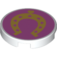 Visuel indicatif Rebrickable de Tuile ronde 2 x 2 avec motif imprimé fer à cheval sur fond rose (Tile Round 2 x 2 with Horseshoe On Pink Background Print)