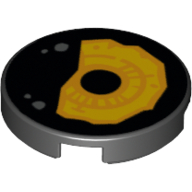 Visuel indicatif Rebrickable de Tuile ronde 2 x 2 avec Yeux Jaunes avec Iris Détaillé, Elève Noir et Paupière avec Taches Gris Foncé (Tile Round 2 x 2 with Yellow Eye with Detailed Iris, Black Pupil and Eyelid with Dark Bluish Gray Spots Print)