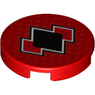 Visuel indicatif Rebrickable de Tuile ronde 2 x 2 avec motif imprimé diamants noirs et rouges (Tile Round 2 x 2 with Black and Red Diamonds Print)