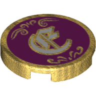Visuel indicatif Rebrickable de Tuile ronde 2 x 2 avec caractère blanc sur motif imprimé fond magenta (Tile Round 2 x 2 with White Character on Magenta Background Print)