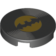 Visuel indicatif Rebrickable de Tuile ronde 2 x 2 avec vinyle et motif imprimé Batman Logo (Tile Round 2 x 2 with Vinyl Record and Batman Logo Print)