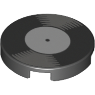 Visuel indicatif Rebrickable de Tuile ronde 2 x 2 avec disque vinyle, blanc étiquette imprimé (Tile Round 2 x 2 with Vinyl Record, White Label Print)