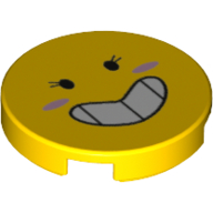 Tuile ronde 2 x 2 avec smiley, sourire tendu (Tile Round 2 x 2 with Smiley Face, Tense Grin)