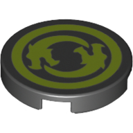 Visuel indicatif Rebrickable de Tuile ronde 2 x 2 avec 2 dragons de vert citron (Tile Round 2 x 2 with 2 Lime Dragons)