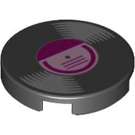 Visuel indicatif Rebrickable de Tuile ronde 2 x 2 avec vinyle lp avec motif imprimé centre violet (Tile Round 2 x 2 with Vinyl LP with Purple Center Print)