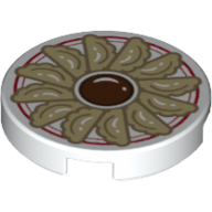 Visuel indicatif Rebrickable de Tuile ronde 2 x 2 avec boulettes (jiaozi) motif imprimé (Tile Round 2 x 2 with Dumplings (Jiaozi) Print)