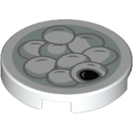 Visuel indicatif Rebrickable de Tuile ronde 2 x 2 avec boules de riz, noir centre motif imprimé (Tile Round 2 x 2 with Rice Balls, Black Center Print)