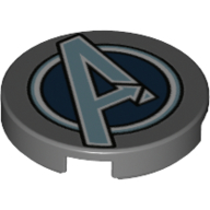 Visuel indicatif Rebrickable de Tuile ronde 2 x 2 avec 'A' Avengers symbole motif imprimé (Tile Round 2 x 2 with 'A' Avengers Symbol Print)