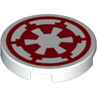 Visuel indicatif Rebrickable de Tuile ronde 2 x 2 avec logo rouge impérial imprimé (Tile Round 2 x 2 with Red Imperial Logo Print)