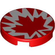 Visuel indicatif Rebrickable de Tuile ronde 2 x 2 avec motif imprimé Feuille d'érable rouge/blanc (Tile Round 2 x 2 with Red/White Maple Leaf Print)