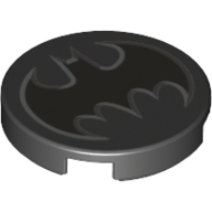 Visuel indicatif Rebrickable de Tuile ronde 2 x 2 avec motif imprimé Batman noir (Tile Round 2 x 2 with Black Batman Logo Print)