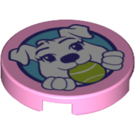 Visuel indicatif Rebrickable de Tuile ronde 2 x 2 avec Whit Dog / Puppy avec balle de tennis à la vert citron (Tile Round 2 x 2 with Whit Dog/Puppy with Lime Tennis Ball)