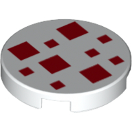 Visuel indicatif Rebrickable de Tuile ronde 2 x 2 avec 4 grands et 6 petits carrés rouges motif imprimé (Tile Round 2 x 2 with 4 Large and 6 Small Red Squares Print)