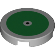 Visuel indicatif Rebrickable de Tuile ronde 2 x 2 avec cercle vert, motif imprimé point noir (Tile Round 2 x 2 with Green Circle, Black Dot Print)