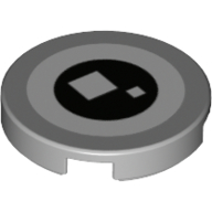 Visuel indicatif Rebrickable de Tuile ronde 2 x 2 avec cercle blanc et noir, 2 carrés blancs (œil en brique) motif imprimé (Tile Round 2 x 2 with White and Black Circle, 2 White Squares (Brickheadz Eye) Print)