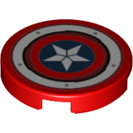 Visuel indicatif Rebrickable de Tuile ronde 2 x 2 avec bouclier étoile capitaine america avec rivets motif imprimé (Tile Round 2 x 2 with Captain America Star Shield with Rivets Print)