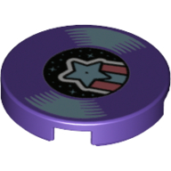 Visuel indicatif Rebrickable de Tuile ronde 2 x 2 avec disque avec motif imprimé étoile filante azur (Tile Round 2 x 2 with Record with Azure Shooting Star Print)