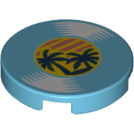Visuel indicatif Rebrickable de Tuile ronde 2 x 2 avec le dossier avec le motif imprimé de palmiers (Tile Round 2 x 2 with Record with Palm Trees Print)