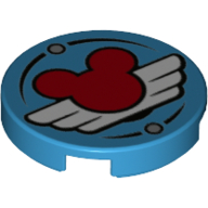 Visuel indicatif Rebrickable de Tuile ronde 2 x 2 avec ailes de pilote avec logo de souris mickey motif imprimé (Tile Round 2 x 2 with Pilot Wings with Mickey Mouse Logo Print)