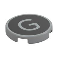Visuel indicatif Rebrickable de Tuile ronde 2 x 2 avec 'G' sur fond noir imprimé (Tile Round 2 x 2 with 'G' on Black Background Print)