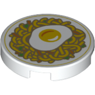Visuel indicatif Rebrickable de Tuile ronde 2 x 2 avec oeuf frit, motif imprimé Nouilles (Tile Round 2 x 2 with Fried Egg, Noodles Print)
