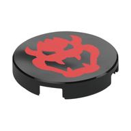 Tuile ronde 2 x 2 avec motif imprimé tête de mort rouge (Tile Round 2 x 2 with Red Bowser Skull Print)