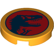 Visuel indicatif Rebrickable de Tuile ronde 2 x 2 avec silhouette squelette t-rex (logo parc jurassique) motif imprimé (Tile Round 2 x 2 with T-Rex Skeleton Silhouette (Jurassic Park Logo) Print)
