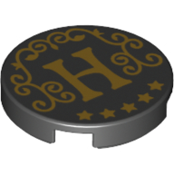 Visuel indicatif Rebrickable de Tuile ronde 2 x 2 avec or H, motif imprimé 5 étoiles (Tile Round 2 x 2 with Gold H, 5 Stars Print)