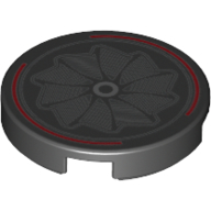 Visuel indicatif Rebrickable de Tuile ronde 2 x 2 avec ventilateur, motif imprimé cercle rouge (Tile Round 2 x 2 with Fan, Red Circle Print)