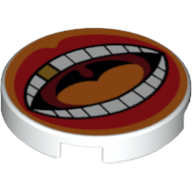 Visuel indicatif Rebrickable de Tuile ronde 2 x 2 avec bouche ouverte, langue orange, motif imprimé dents d'or (Tile Round 2 x 2 with Open Mouth, Orange Tongue, Gold Tooth Print)