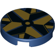 Visuel indicatif Rebrickable de Tuile ronde 2 x 2 avec motif imprimé bleu foncé/noir au centre de la boussole (Tile Round 2 x 2 with Dark Blue/Dark Tan Compass Center Print)