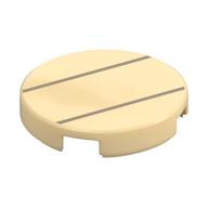 Tuile ronde 2 x 2 avec deux lignes de beige foncé motif imprimé (Tile Round 2 x 2 with Two Dark Tan Lines Print)