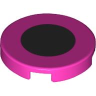 Tuile ronde 2 x 2 avec grand motif imprimé cercle noir (Tile Round 2 x 2 with Large Black Circle Print)