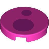 Tuile ronde 2 x 2 avec deux cercles imprimés magenta (Tile Round 2 x 2 with Two Magenta Circles Print)