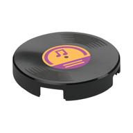 Visuel indicatif Rebrickable de Tuile ronde 2 x 2 avec disque vinyle, centre orange vif, note de musique magenta motif imprimé (Tile Round 2 x 2 with Vinyl Record, Bright Light Orange Center, Magenta Music Note Print)