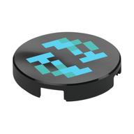 Visuel indicatif Rebrickable de Tuile ronde 2 x 2 avec motif imprimé turquoise foncé pixelisé et carrés azur foncé (Tile Round 2 x 2 with Pixelated Dark Turquoise and Dark Azure Squares Print)