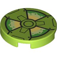 Visuel indicatif Rebrickable de Tuile ronde 2 x 2 avec motif imprimé Vert/Jaune Radioactivité Logo (Tile Round 2 x 2 with Green/Yellow Radioactivity Logo Print)
