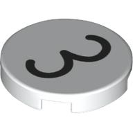 Visuel indicatif Rebrickable de Tuile ronde 2 x 2 avec motif imprimé noir '3' (Tile Round 2 x 2 with Black '3' Print)