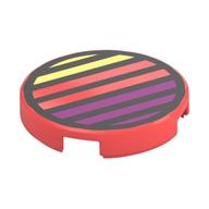 Visuel indicatif Rebrickable de Tuile ronde 2 x 2 avec grille noire, motif imprimé Fentes violet clair jaune clair / corail / foncé (Tile Round 2 x 2 with Black Grill, Bright Light Yellow/Coral/Dark Purple Slits Print)