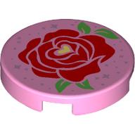 Visuel indicatif Rebrickable de Tuile ronde 2 x 2 avec rose rouge, jaune vif cœur centre motif imprimé (Tile Round 2 x 2 with Red Rose, Bright Light Yellow Heart Center Print)