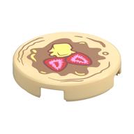 Visuel indicatif Rebrickable de Tuile ronde 2 x 2 avec crêpe, fraises, motif imprimé beurre (Tile Round 2 x 2 with Pancake, Strawberries, Butter Print)