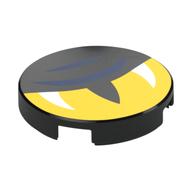 Visuel indicatif Rebrickable de Tuile ronde 2 x 2 avec œil jaune, rayures bleu foncé motif imprimé (Tile Round 2 x 2 with Yellow Eye, Dark Blue Stripes Print)
