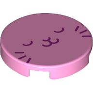 Visuel indicatif Rebrickable de Tuile ronde 2 x 2 avec motif imprimé visage de chat violet foncé (Tile Round 2 x 2 with Dark Purple Cat Face Print)