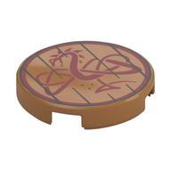 Visuel indicatif Rebrickable de Tuile ronde 2 x 2 avec planches en bois, motif imprimé Dragon Rouge Foncé (Tile Round 2 x 2 with Wooden Planks, Dark Red Dragon Print)