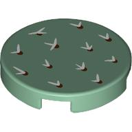 Visuel indicatif Rebrickable de Tuile ronde 2 x 2 avec motif imprimé Aiguilles de Cactus Blanc (Tile Round 2 x 2 with White Cactus Needles Print)