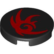 Visuel indicatif Rebrickable de Tuile ronde 2 x 2 avec motif imprimé ombre rouge (Tile Round 2 x 2 with Red Shadow Outline Print)