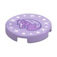 Visuel indicatif Rebrickable de Tuile ronde 2 x 2 avec lavande moyen/cheval violet foncé, motif imprimé étoiles blanches (Tile Round 2 x 2 with Medium Lavender/Dark Purple Horse, White Stars Print)